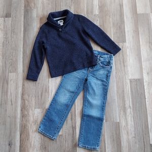 Kids Old Navy Comfort Stretch Skinny Jeans Shawl Collar Sweatshirt Size 5